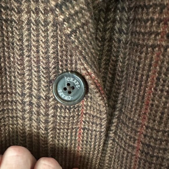 Chaps Brown Plaid Blazer old money wool blend - Picture 2 of 4
